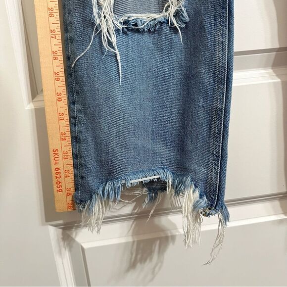 FREE PEOPLE DISTRESSED MAGGIE‎ STRAIGHT JEAN DENIM 30 - Picture 9 of 12